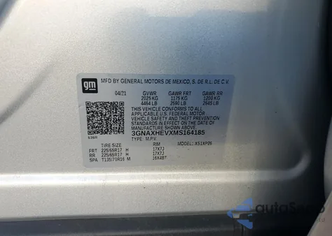 2021 Chevrolet Equinox Ls from USA, damaged, VIN 3GNAXHEVXMS164185